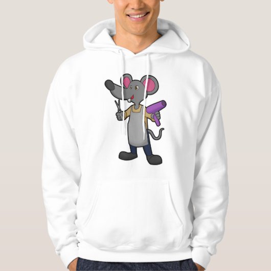 Mouse as Hairdresser with Scissors & Hair dryer Hoodie (Voorkant)