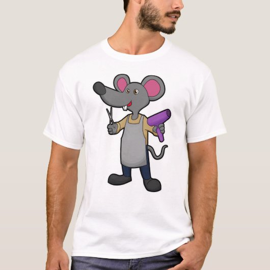 Mouse as Hairdresser with Scissors & Hair dryer T-shirt (Voorkant)