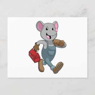 Mouse as Handyman with Toolbox Briefkaart