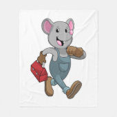 Mouse as Handyman with Toolbox Fleece Deken (Voorkant)
