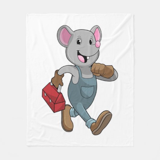 Mouse as Handyman with Toolbox Fleece Deken (Voorkant)