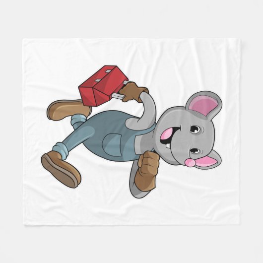 Mouse as Handyman with Toolbox Fleece Deken (Voorkant (Horizontaal))
