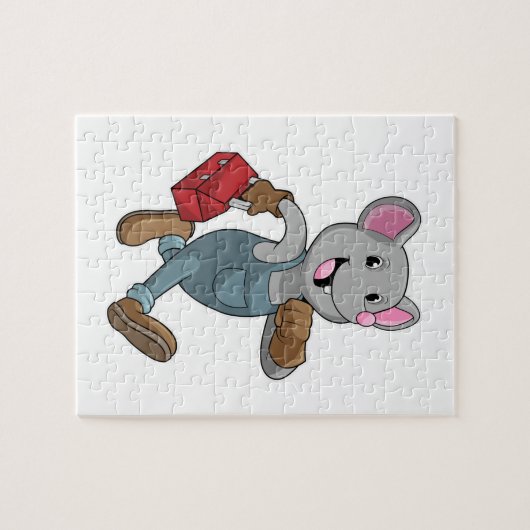 Mouse as Handyman with Toolbox Legpuzzel (Horizontaal)