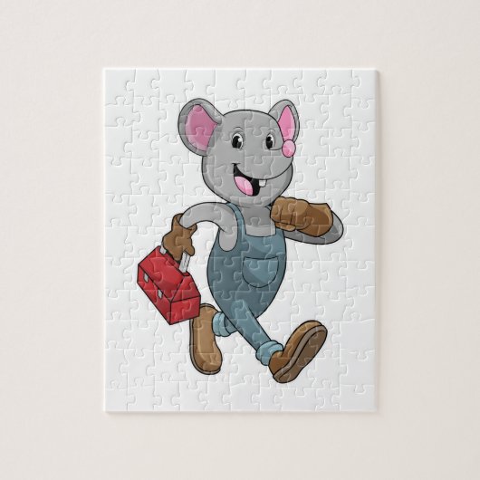 Mouse as Handyman with Toolbox Legpuzzel (Verticaal)