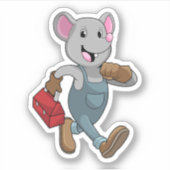 Mouse as Handyman with Toolbox Sticker (Voorkant)