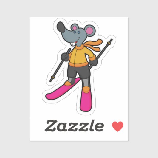 Mouse as Skier with Ski Sticker (Vel)