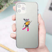 Mouse as Skier with Ski Sticker (Telefoon)