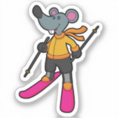 Mouse as Skier with Ski Sticker (Voorkant)