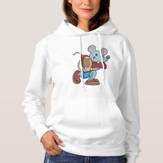 Mouse at Football with Equipment Hoodie (Voorkant)