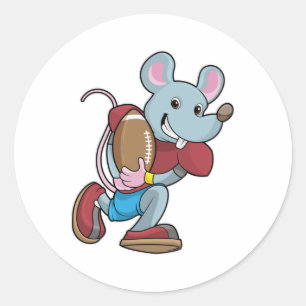 Mouse at Football with Equipment Ronde Sticker