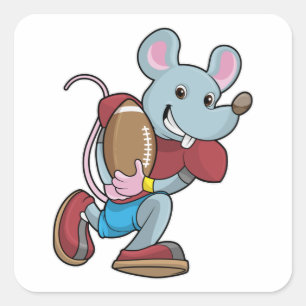 Mouse at Football with Equipment Vierkante Sticker