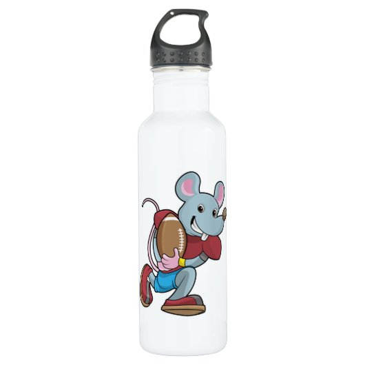 Mouse at Football with Equipment Waterfles (Voorkant)