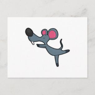 Mouse at Yoga Stretching oefende Briefkaart