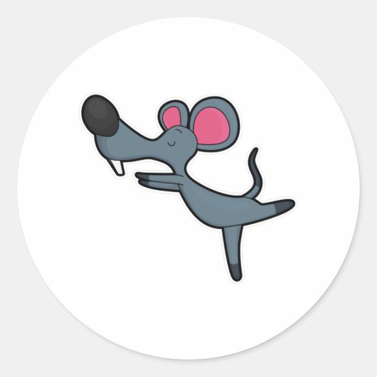 Mouse at Yoga Stretching oefende Ronde Sticker (Voorkant)