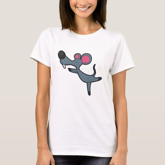 Mouse at Yoga Stretching oefende T-shirt (Voorkant)
