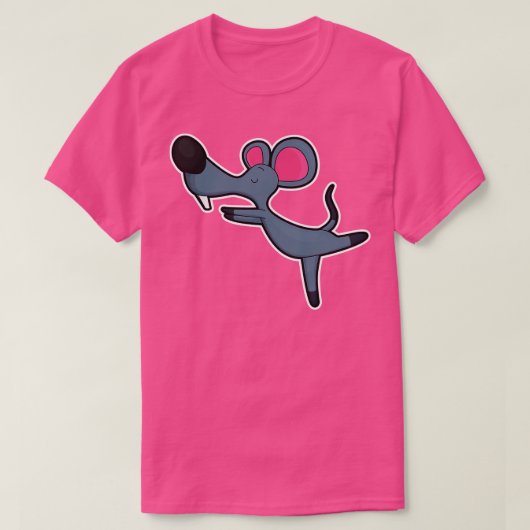 Mouse at Yoga Stretching oefende T-shirt (Design voorkant)
