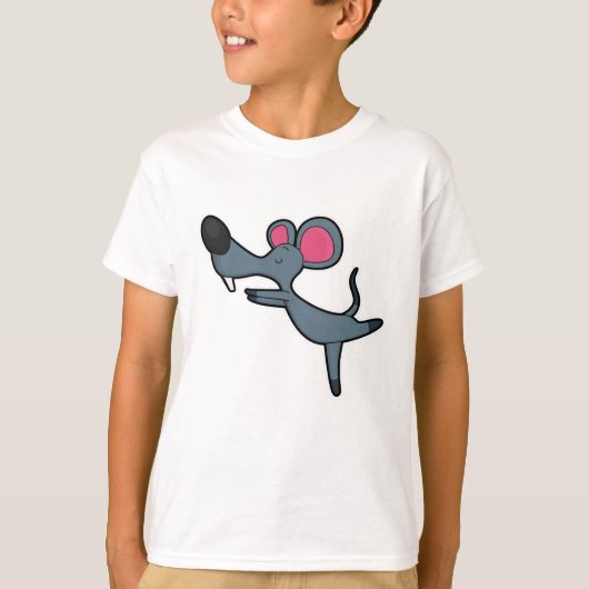 Mouse at Yoga Stretching oefende T-shirt (Voorkant)
