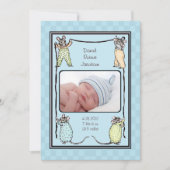  Mouse Baby Boy Geboortedatum Foto Aankondiging (Voorkant)