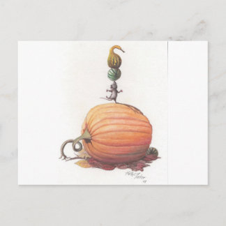 Mouse Balancing Pumpkins Briefkaart