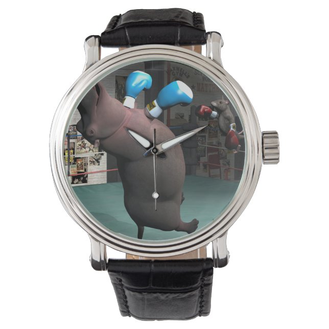 Mouse Beats Hippo KO Horloge (Voorkant)