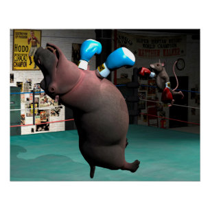 Mouse Beats Hippo KO Perfect Poster