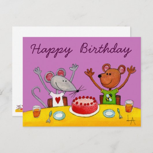 Mouse & Beer Party Briefkaart (Voorkant / Achterkant)