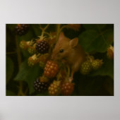 Mouse & Blackberry – Woodland Wildlife Art Poster (Voorkant)