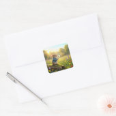 Mouse Blowing Dandelion Seedlings Vierkante Sticker (Envelop)