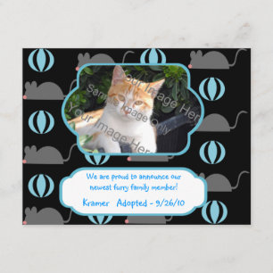 Mouse Boy Cat Adoption Photo Announcement Cards Aankondiging