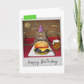 Mouse Burger Cat Funny Birthday Card Kaart (Voorkant)