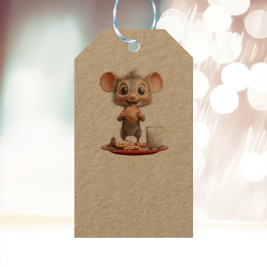 Mouse Christmas Kraft Gift Labels Cadeaulabel