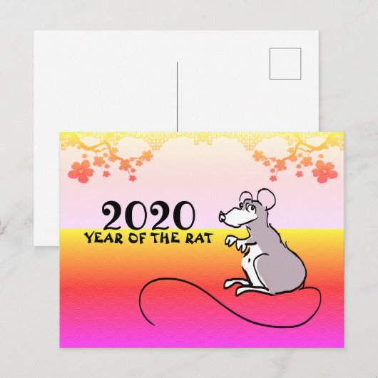Mouse Comics Lunar Rat Nieuwjaar 2020 Spring GP Uitnodiging Briefkaart (Voorkant / Achterkant)