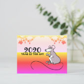 Mouse Comics Lunar Rat Nieuwjaar 2020 Spring GP Uitnodiging Briefkaart (Staand voorkant)