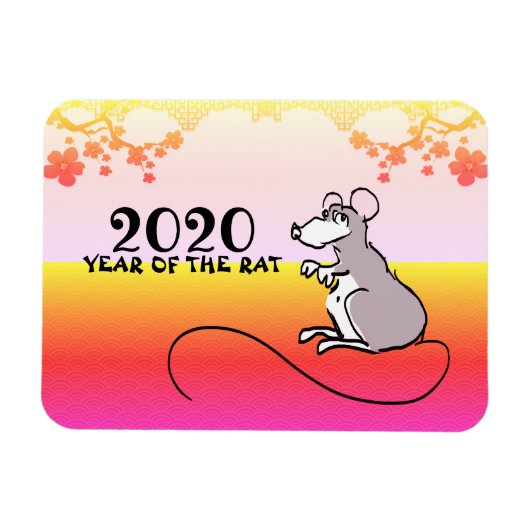 Mouse Comics Lunar Rat nieuwjaar 2020 voorjaarstop Magneet (Horizontaal)