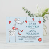 Mouse & Cradle Baby shower Uitnodigen Kaart (Staand voorkant)