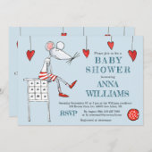 Mouse & Cradle Baby shower Uitnodigen Kaart (Voorkant / Achterkant)