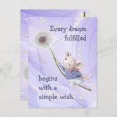 Mouse Dandelion elke droom Eenvoudige wens Briefkaart (Voorkant / Achterkant)