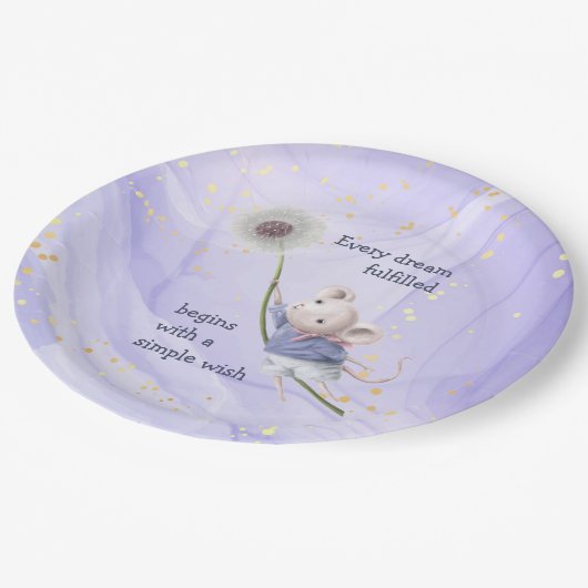 Mouse Dandelion elke droom Eenvoudige wens Papieren Bordje (Gekanteld)