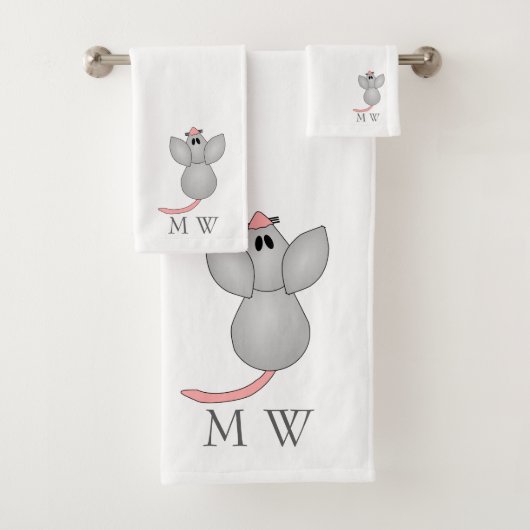 Mouse Design Monogrammed Bad Handdoek (Insitu)