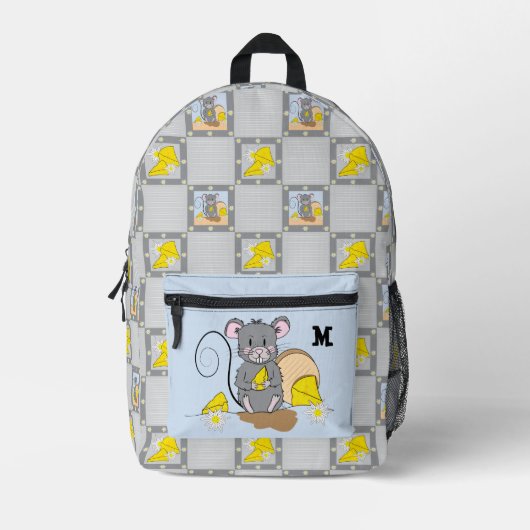 Mouse Eating Cheese Monogram Backpack  Bedrukte Rugzak (Voorkant)