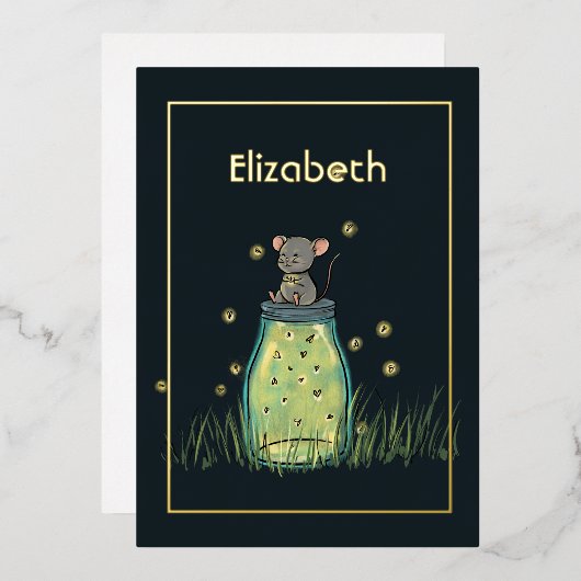 Mouse Firefly Mason Jar Shower Folie Uitnodiging (Voorkant / Achterkant)