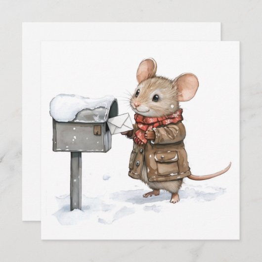 Mouse Flat Christmas Kaart (Voorkant / Achterkant)