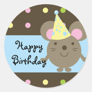 Mouse Happy Birthday-stickers van  partij Ronde Sticker
