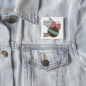 Mouse Joy Holiday T-shirts en cadeaus Vierkante Button 5,1 Cm (In situ)