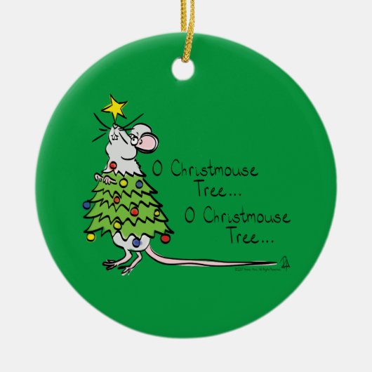 Mouse kerstboom Funny Kinder Keramisch Ornament (Voorkant)