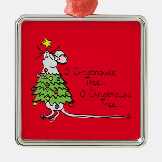 Mouse kerstboom Funny Kinder Metalen Ornament (Voorkant)