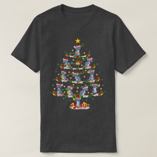 Mouse Lover Xmas lampjes met muis - kerstboom T-shirt (Design voorkant)
