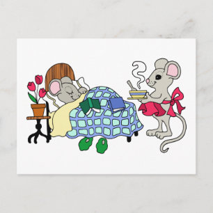 Mouse Mouse Caring for Sick Child Briefkaart