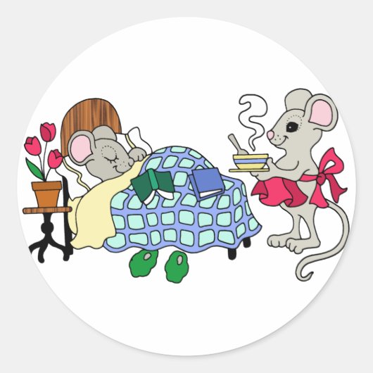 Mouse Mouse Caring for Sick Child Ronde Sticker (Voorkant)