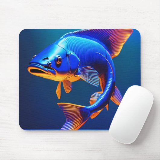 Mouse Pad | Blue Fish Logo Design | Minimalist Oce Muismat (Met muis)